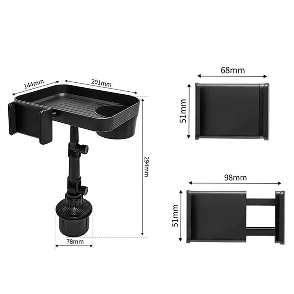 Plateau de voiture rotatif 360° avec support téléphone et porte-gobelet