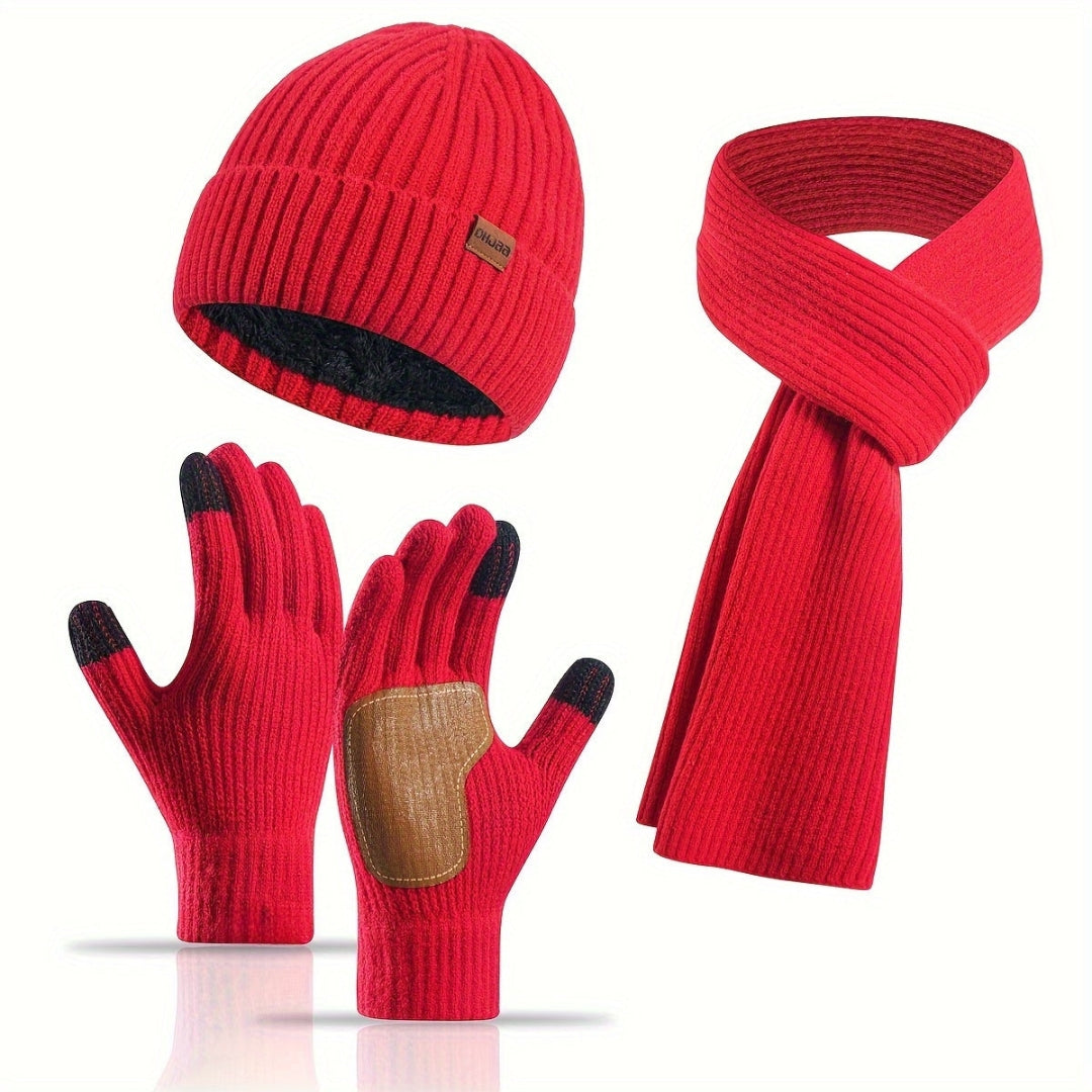Ensemble Hiver Tricoté 3 Pièces Chaud et Confortable