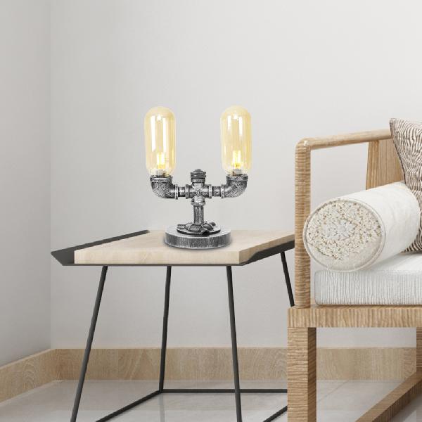 Lampe de Table Élégante en Verre Clair avec Abat-jour Rond