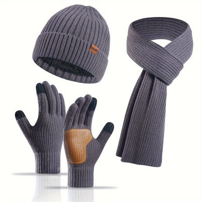 Ensemble Hiver Tricoté 3 Pièces Chaud et Confortable