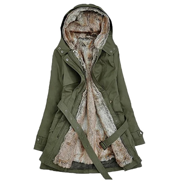 Manteau hivernal douillet en faux cuir