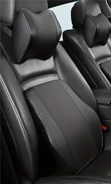 Coussin de Siège Voiture Cuir avec Appuie-tête Réglable