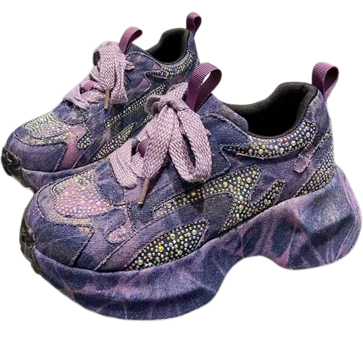 Baskets Femme Chunky à Paillettes Glamour
