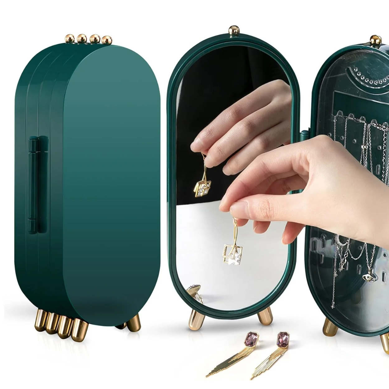 Coffret à Bijoux Plidable avec Miroir et Compartiments
