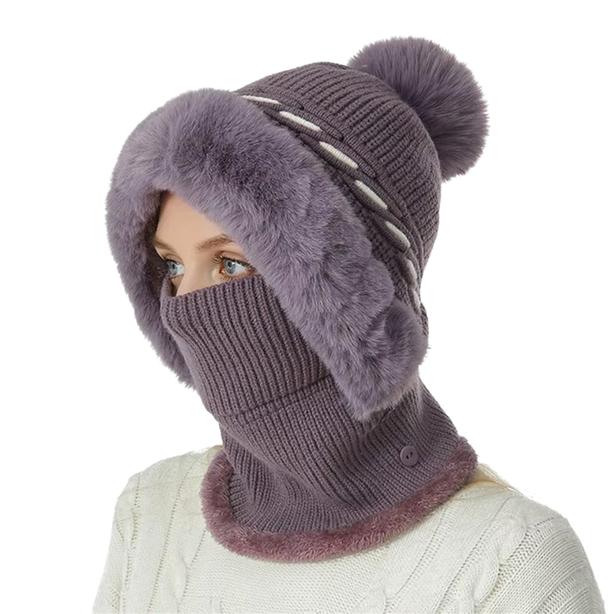 Bonnet Écharpe Polaire 2 en 1 Doux et Chaud