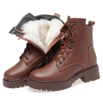 Bottes Femme Hiver Cuir Authentique Chaudes et Élégantes