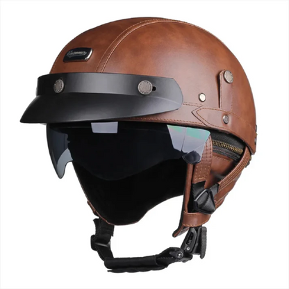 Casque Moto Demi-Jet Vintage Noir