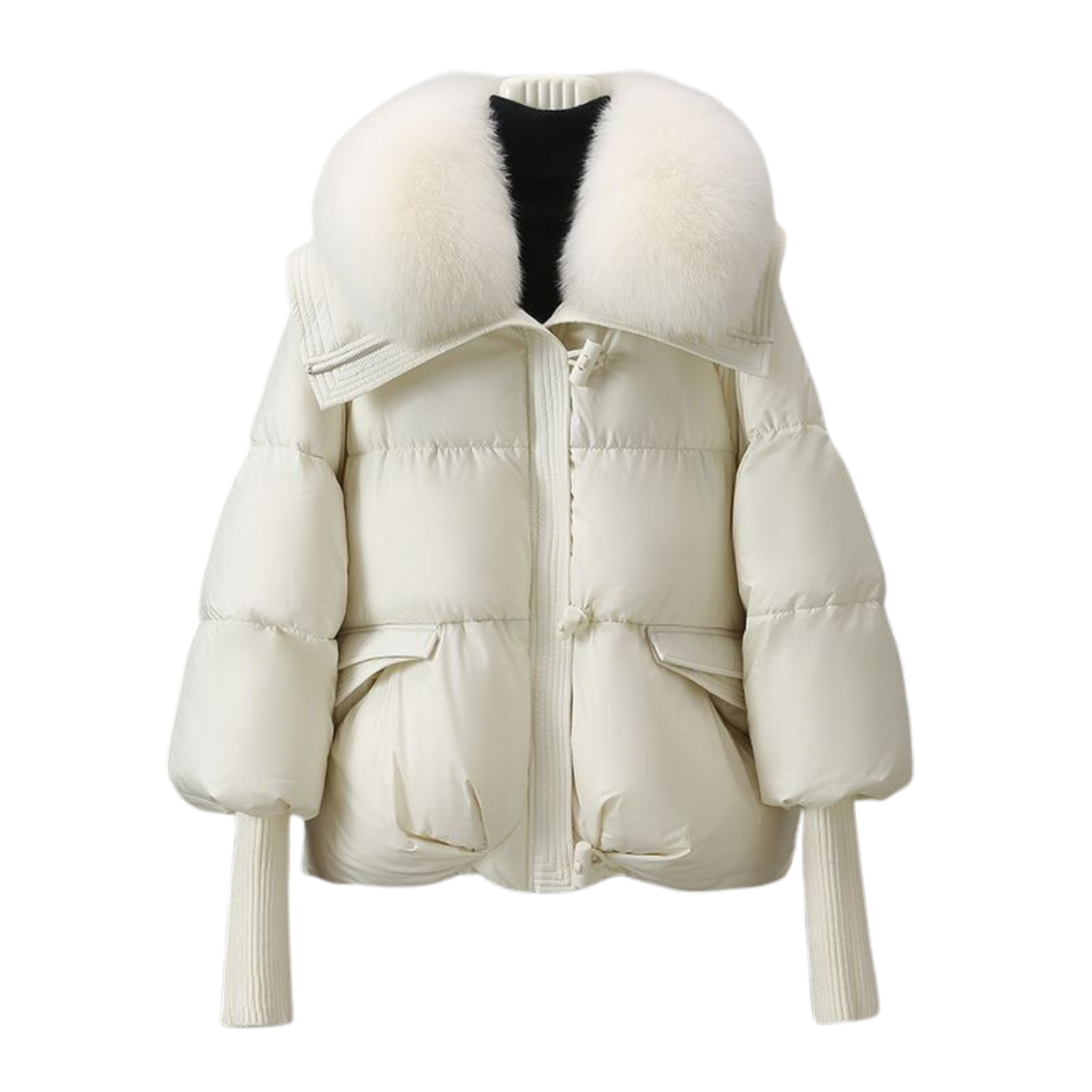 Parka Hiver Court avec Capuche Fourrée
