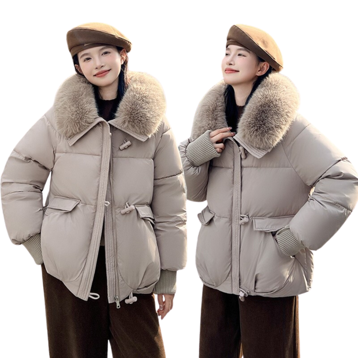 Parka Hiver Court avec Capuche Fourrée