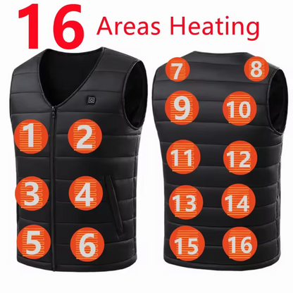 Gilet Chauffant Électrique Rechargeable 16 Zones de Chaleur