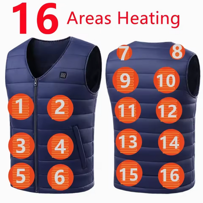 Gilet Chauffant Électrique Rechargeable 16 Zones de Chaleur