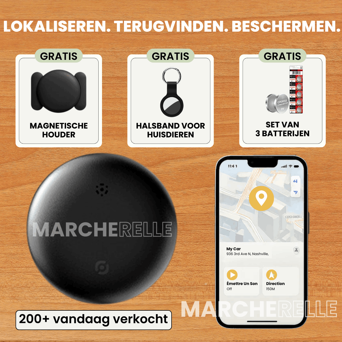 Marcherelle - GPS Tracker Zonder Abonnement | Compatibel met Android & iOS