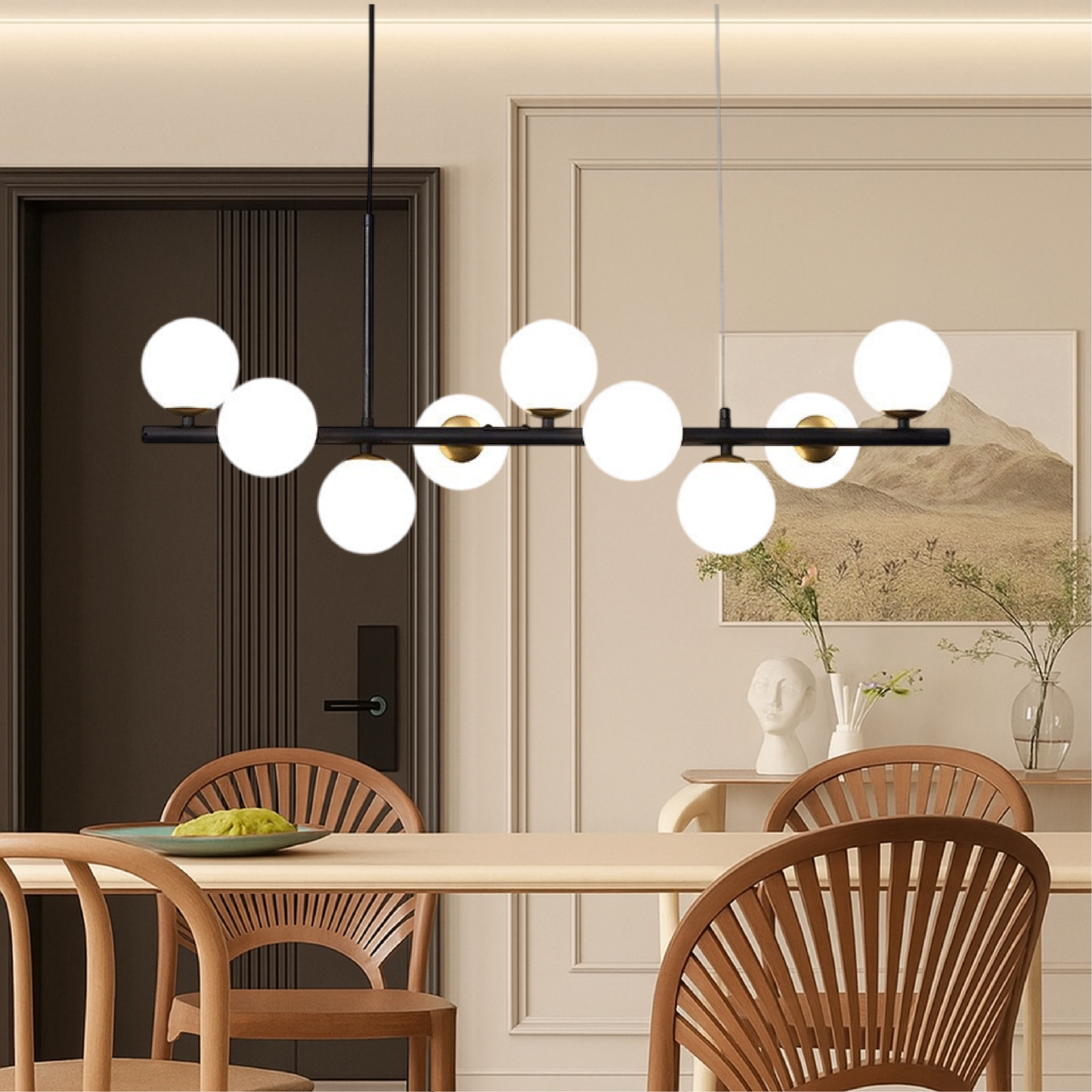 Lampe Suspendue LED Salon Noir Élégant - Foivo