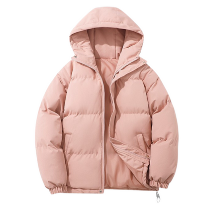 Manteau Hiver Unisexe Doublé Coton avec Capuche Amovible