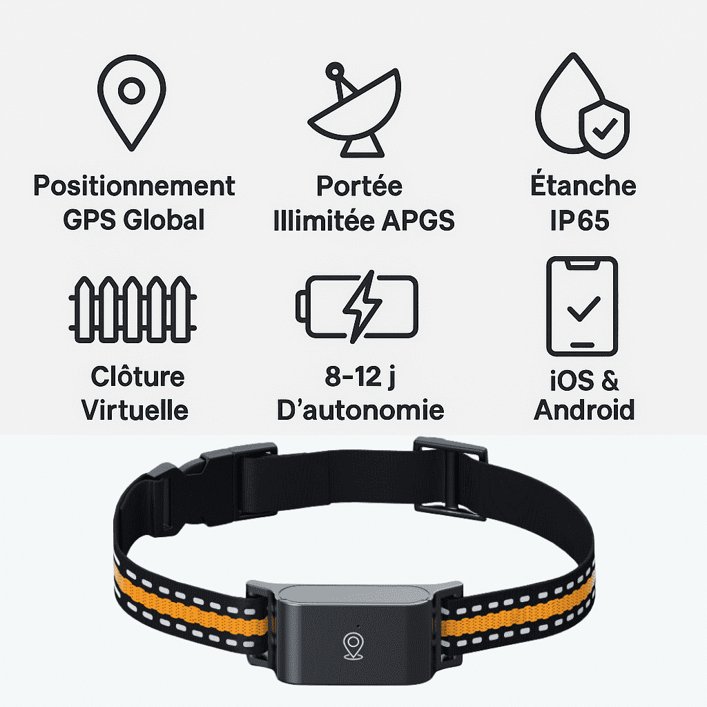 Marcherelle™ – Collier GPS Chien Sans Abonnement Suivi Précis & Illimité