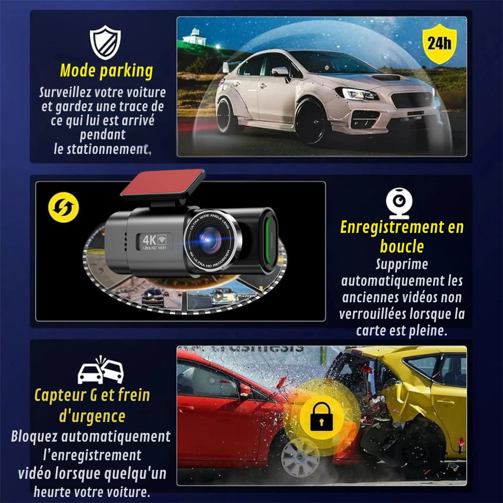 Marcherelle™ – Dashcam 4K Ultra HD Voiture avec GPS Intégré