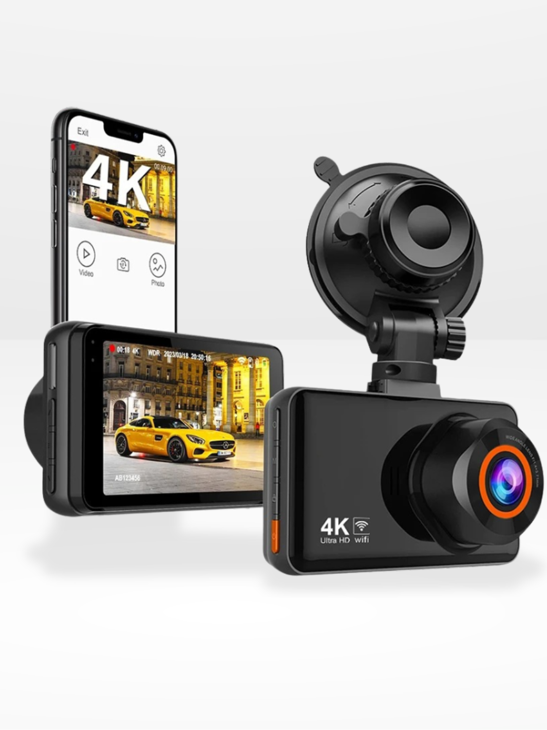Marcherelle™ – Dashcam Voiture 4K – Vision Nocturne, WiFi & Stationnement 24h