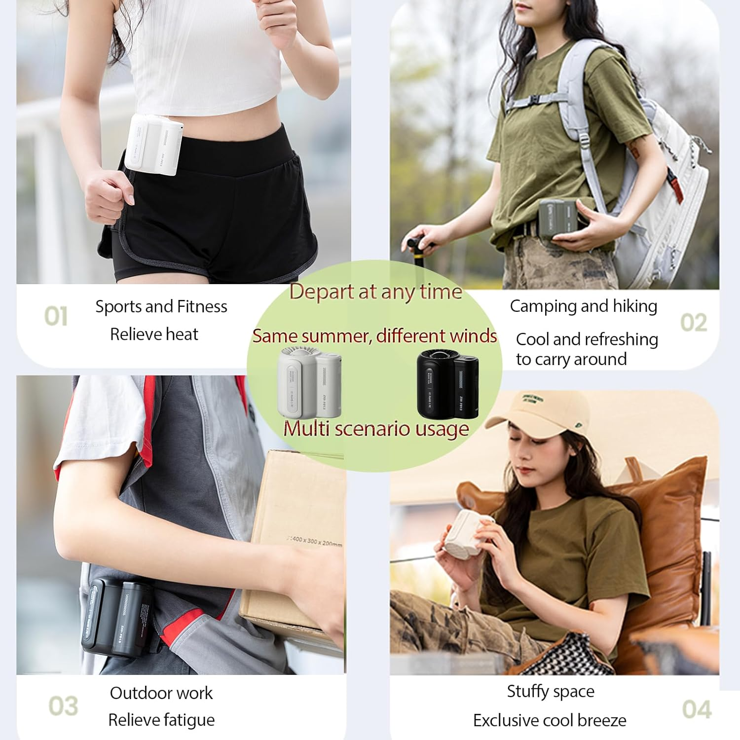 Marcherelle™ | Mini ventilateur portable – Double pince, pliable et léger