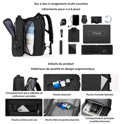 Marcherelle™ – Sac à Dos Unisex Imperméable 40L, Idéal en Voyage