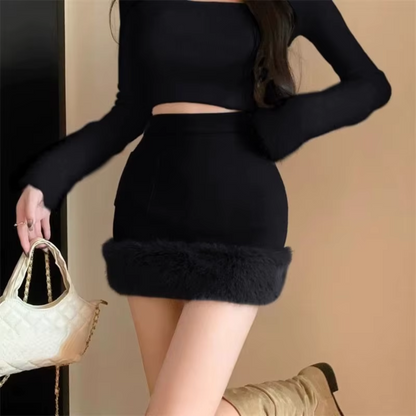 Jupe Hiver Fourrure Élégante et Chaude