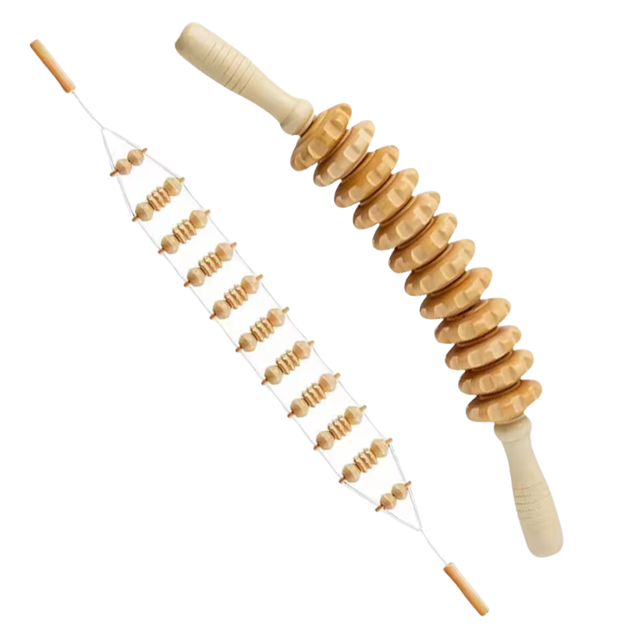 Rouleau de Massage du Dos en Bois Massant