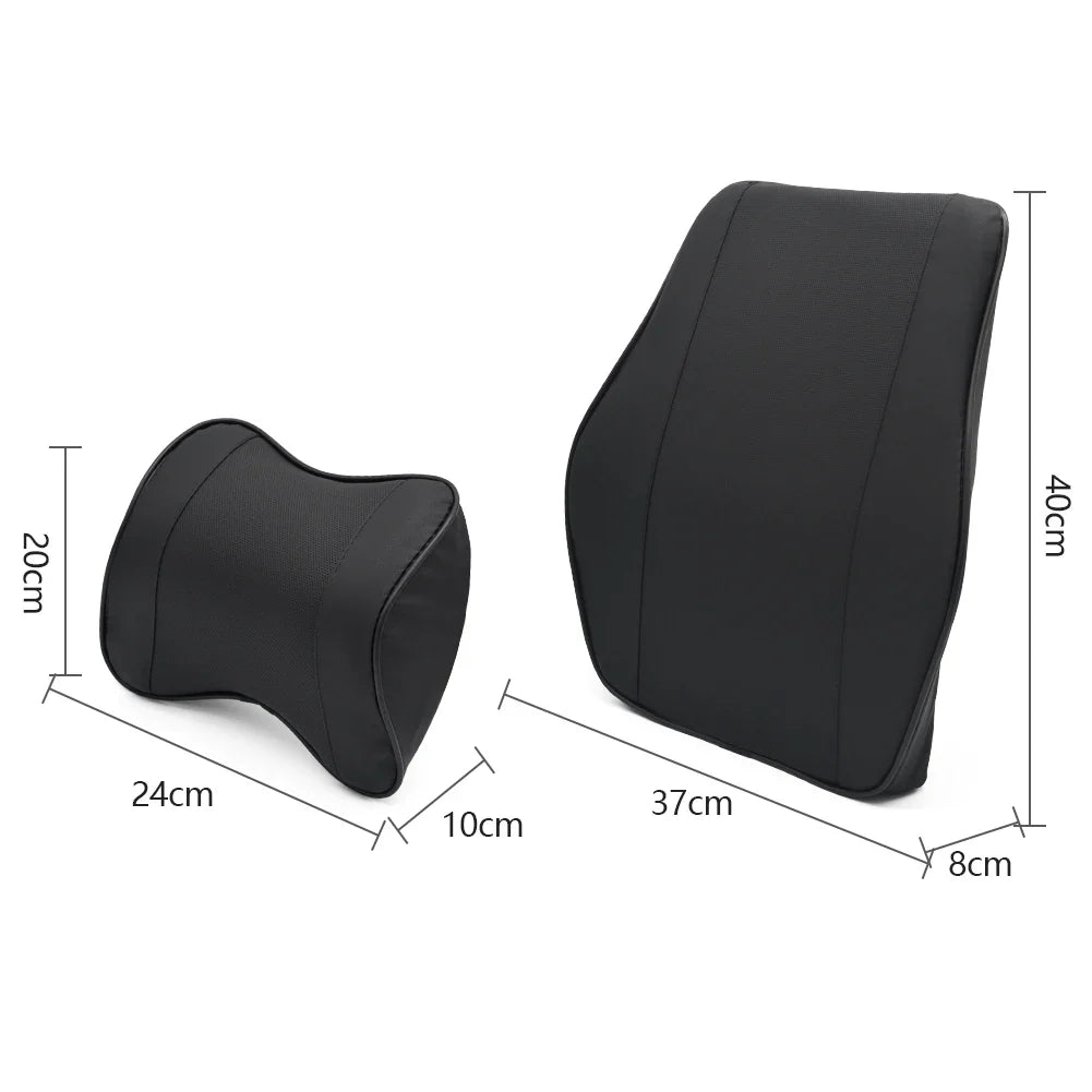 Coussin de Siège Voiture Cuir avec Appuie-tête Réglable