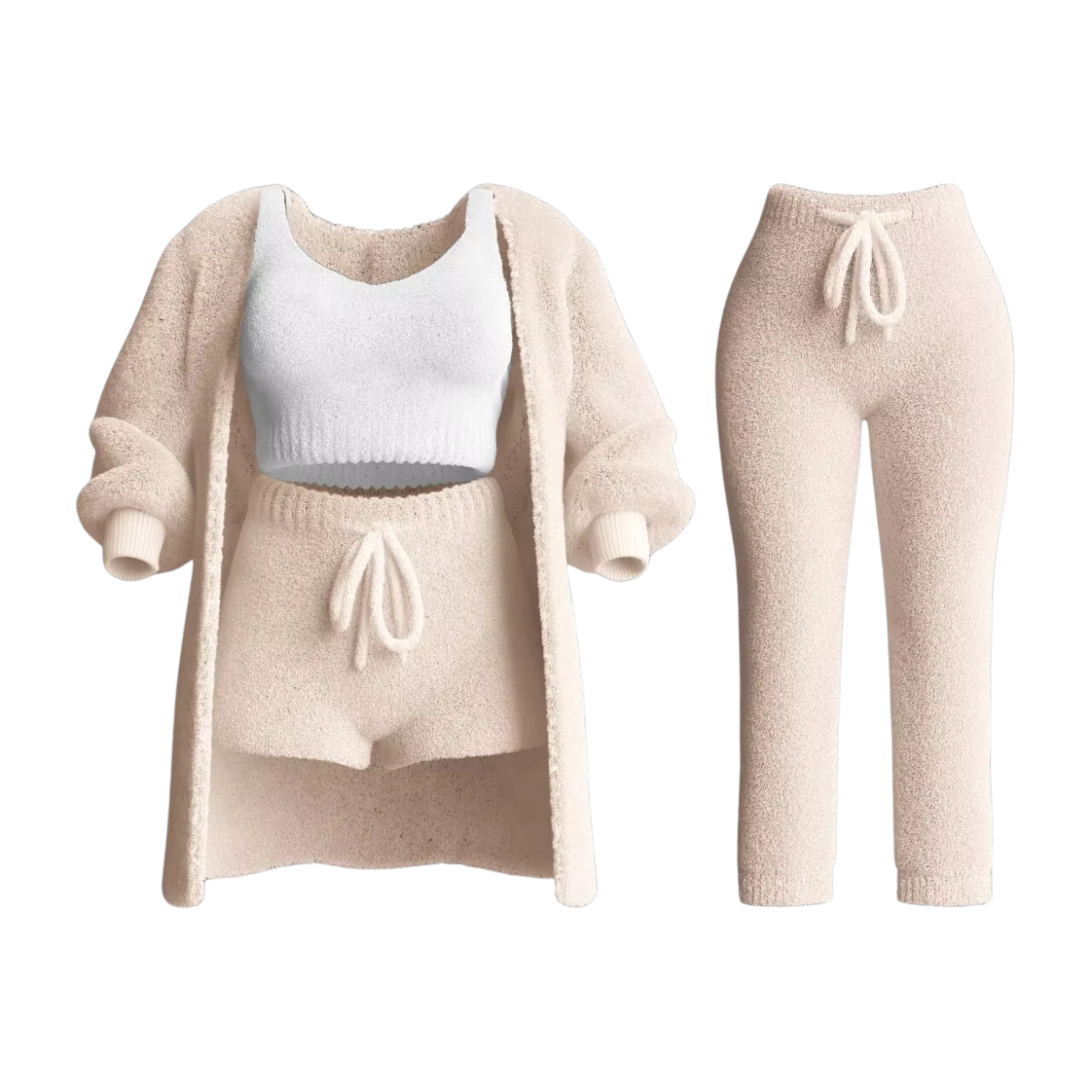 Ensemble Survêtement Complet Femme : Pull, Brassière, Pantalon et Cardigan