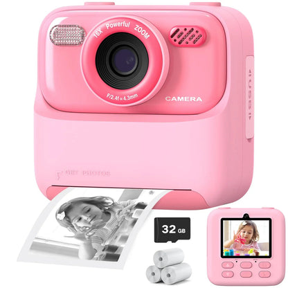 Appareil Photo Instantané Enfants Coloré avec Selfie HD et 32GB de Mémoire