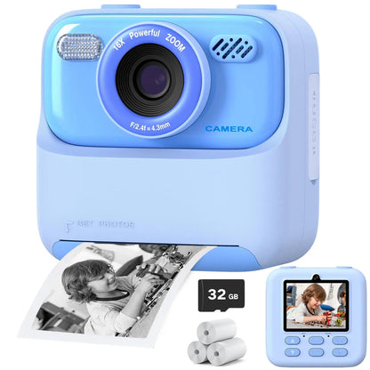 Appareil Photo Instantané Enfants Coloré avec Selfie HD et 32GB de Mémoire