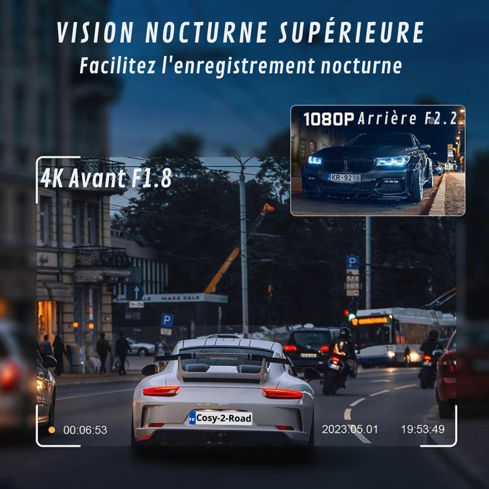 Caméra de Voiture 4K HD avec Enregistrement Continu