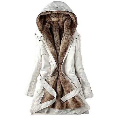 Manteau hivernal douillet en faux cuir
