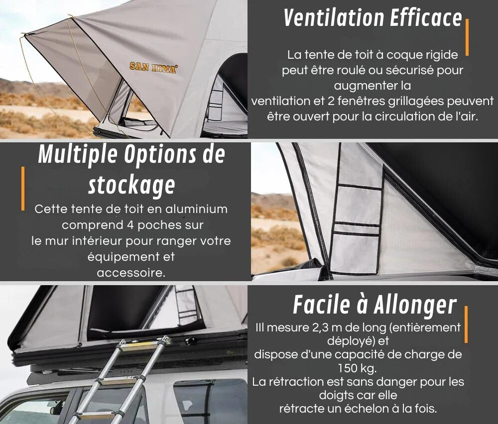 Tente de Toit Rigidité Élevée pour Camping Confort