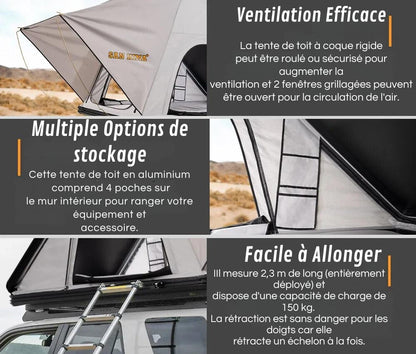 Tente de Toit Rigidité Élevée pour Camping Confort
