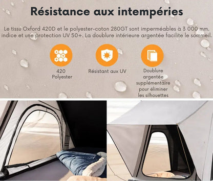 Tente de Toit Rigidité Élevée pour Camping Confort