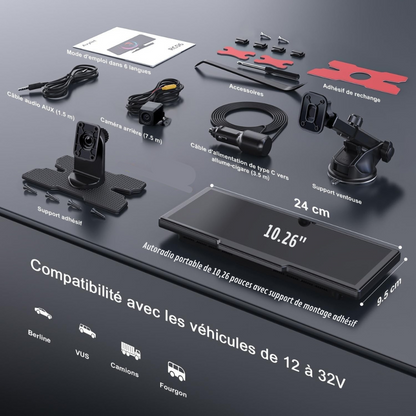 Écran de Navigation CarPlay avec Caméra de Recul Intégrée